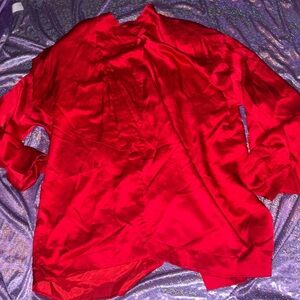 Vintage Lily Chao Silk Red Top
